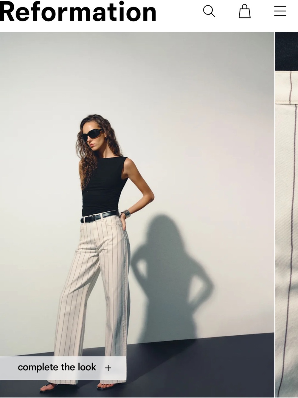 Reformation Cary high waist jean Cream Pinstripe Wide-Leg Pants. NWT